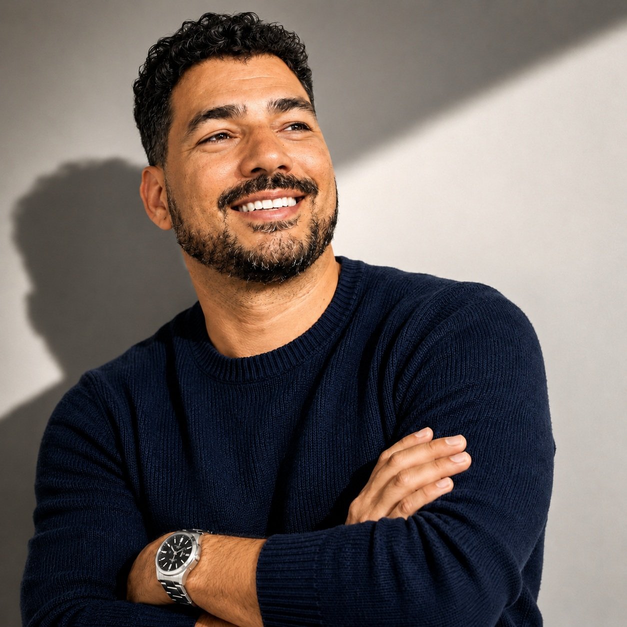 Gabriel Molina sonriendo, con los brazos cruzados